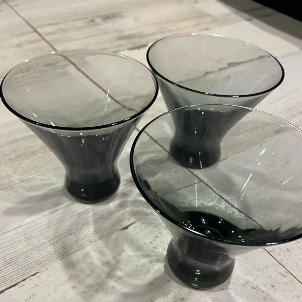 Morgantown Smoke Glass Martini Cocktail 3 Glasses